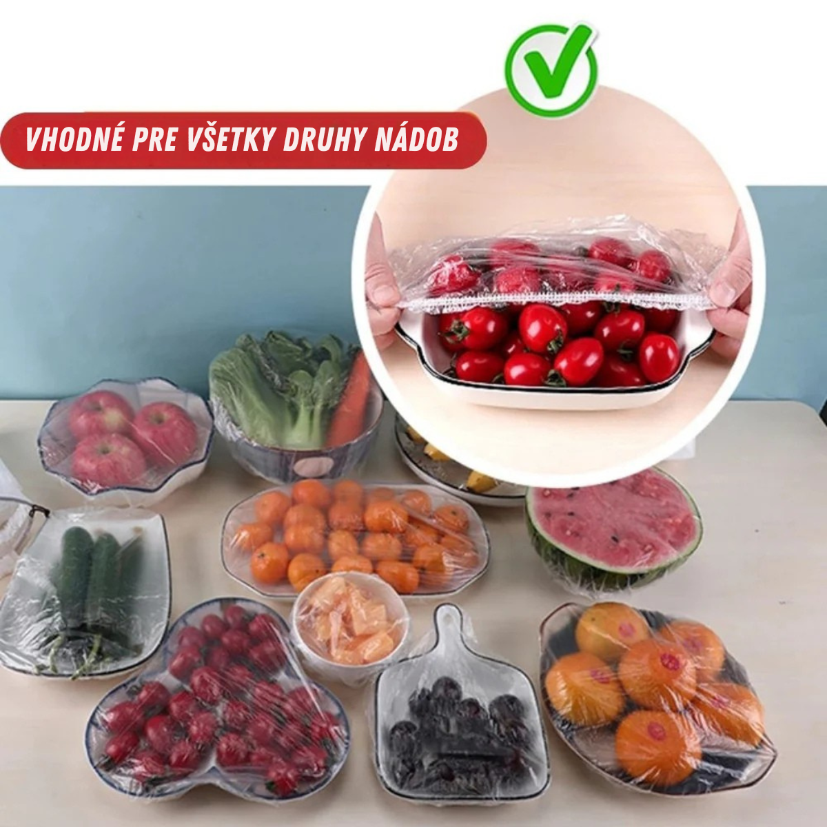 Set 300 – Opakovane použiteľné elastické vrecká na ochranu potravín